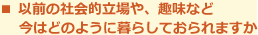 以前の社会的立場や、趣味など今はどのように暮らしておられますか